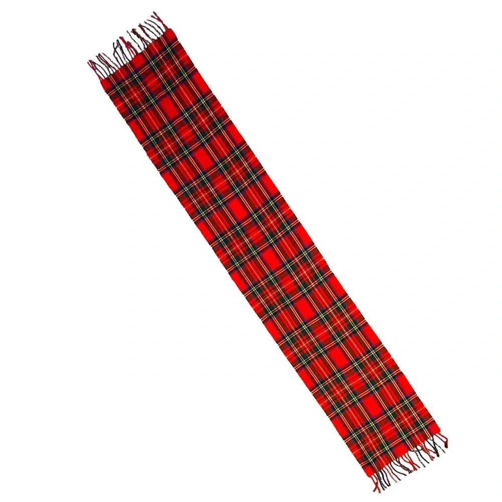 Red Plaid Scarf with Fringe
